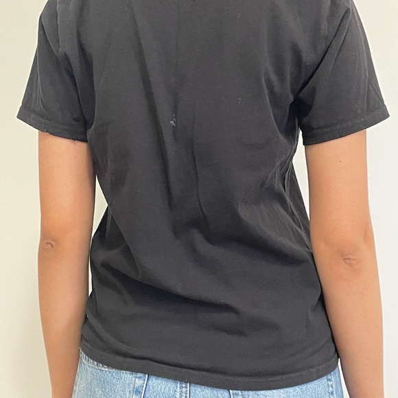 Forever 21 Black T-shirt with Blue Flower - Picture 2 of 2